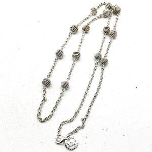 CROWN TRIFARI Coil Bead Station Necklace Silver Tone Classic Career Cosplay LARP